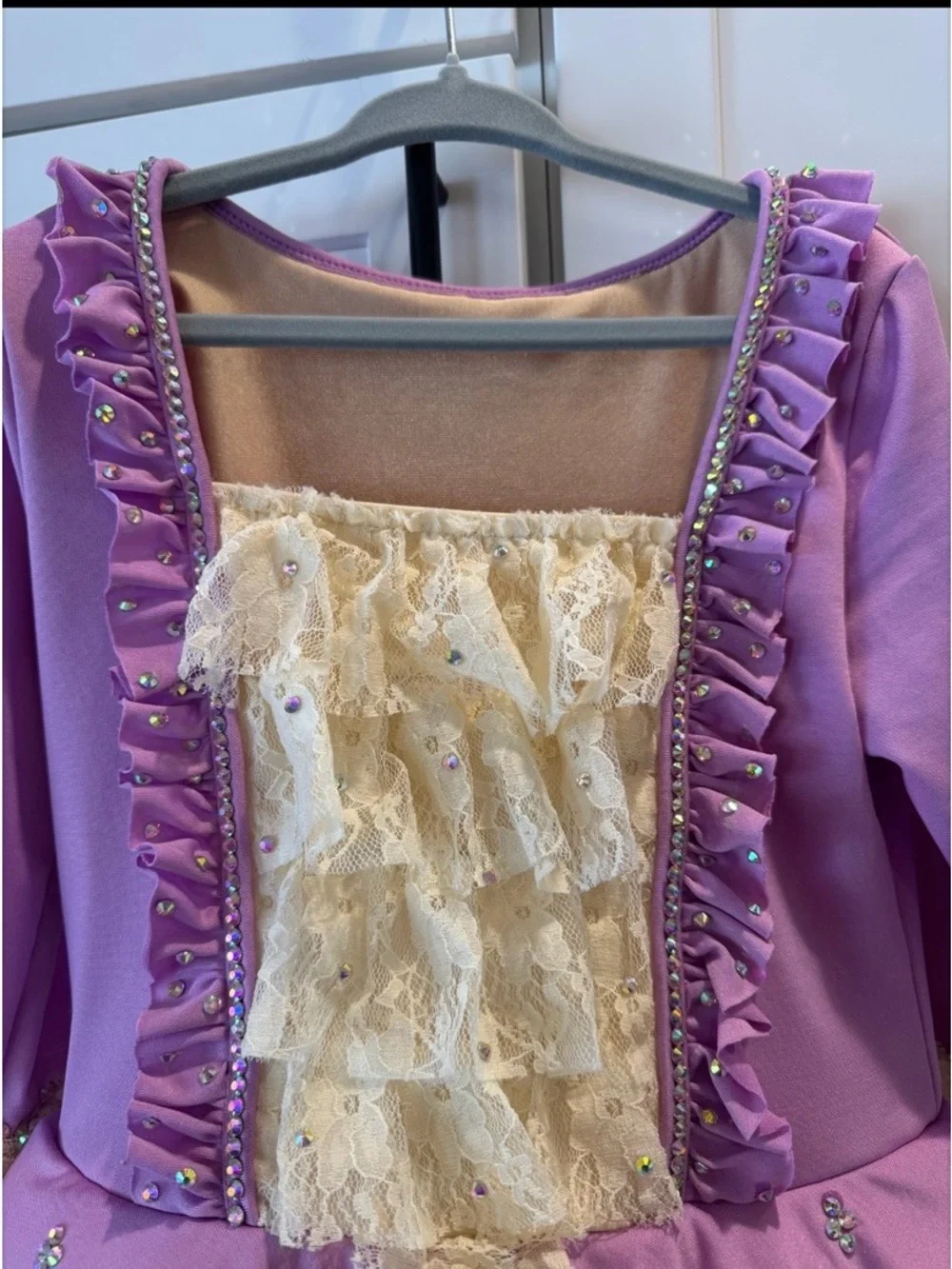 Purple and Cream Princess Costume Dress with Lace Details